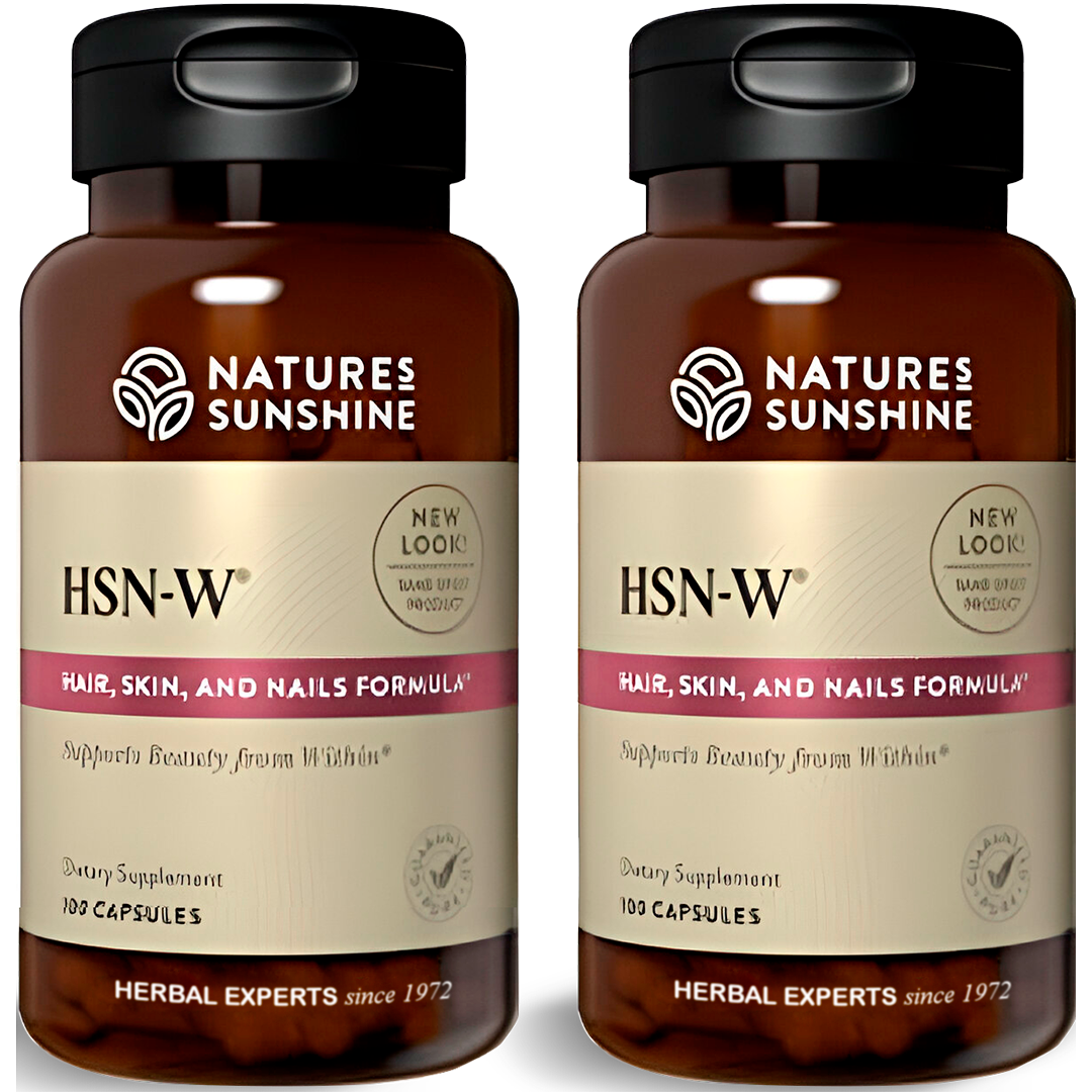 Natural Beauty: HSN-W Hair, Skin & Nails Herbal Supplement 2 Pack - With Wild-Crafted Botanicals