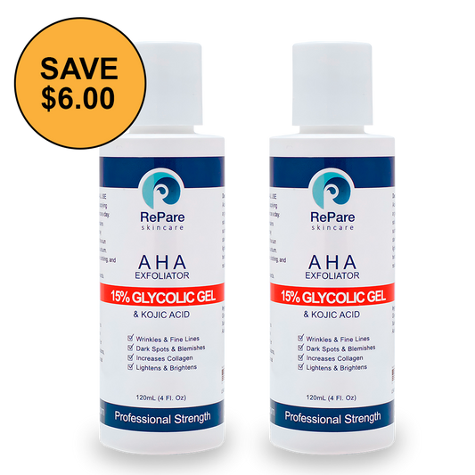 AHA Exfoliator with Glycolic & Kojic Acids - $6 Off 2 Pack, for Brighter, Thicker, Smoother Skin