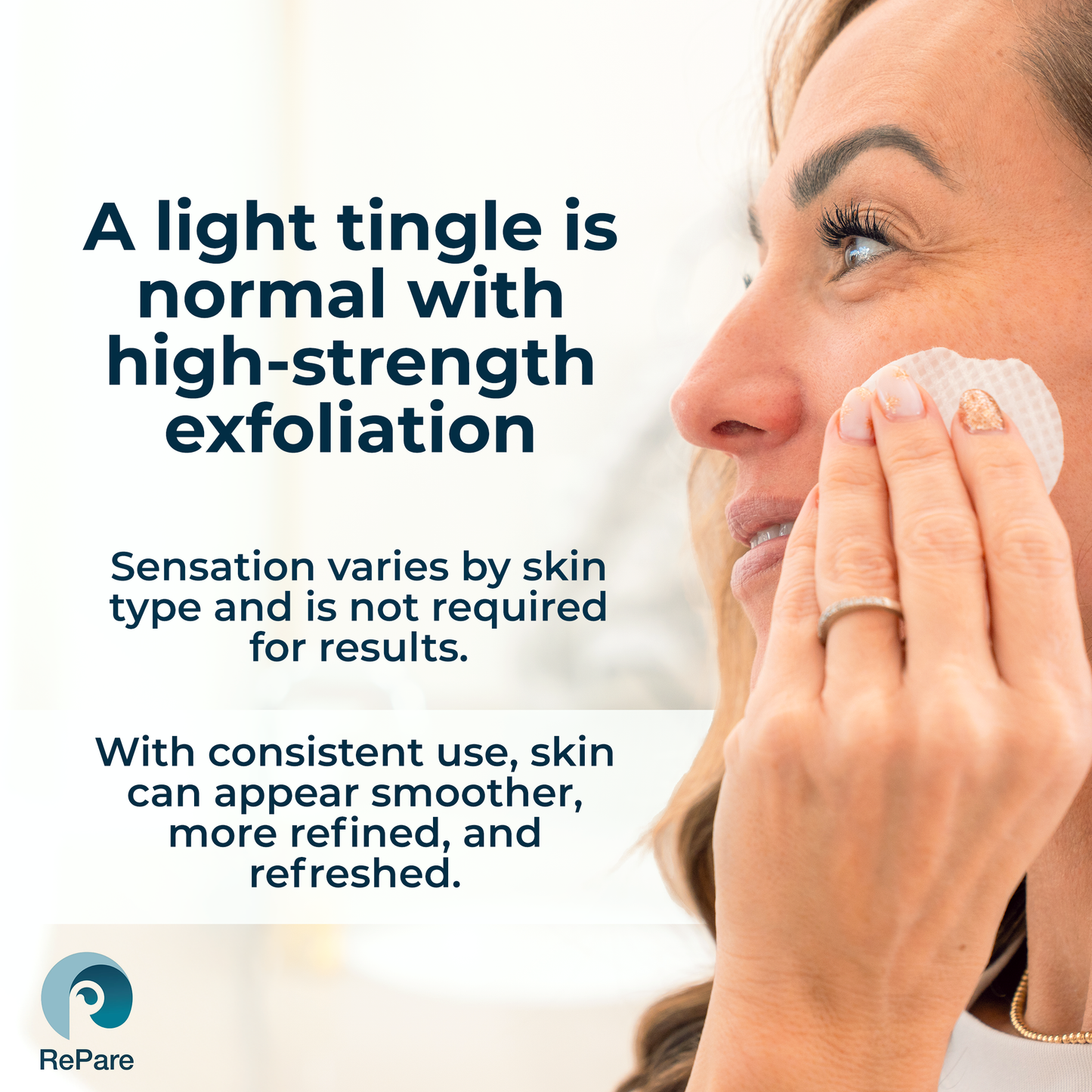 RePare -  25% Glycolic Acid Pads - Exfoliating, Resurfacing for Smoother Skin Tone & Texture, Chemical Peel - 50 pads