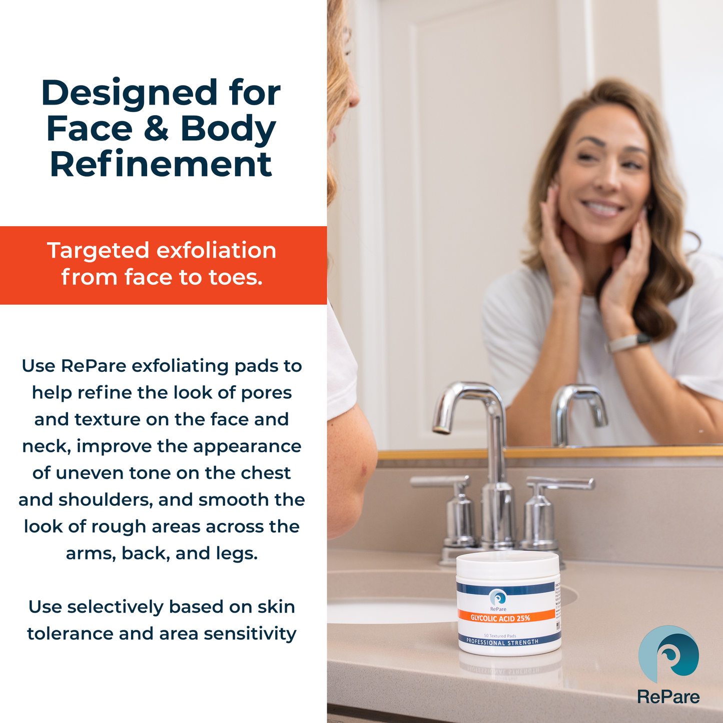 Glycolic Acid 25% Peel Pads - Exfoliating, Resurfacing for Smoother Skin Tone & Texture, Chemical Peel_50 pads_1 or 2 Jars