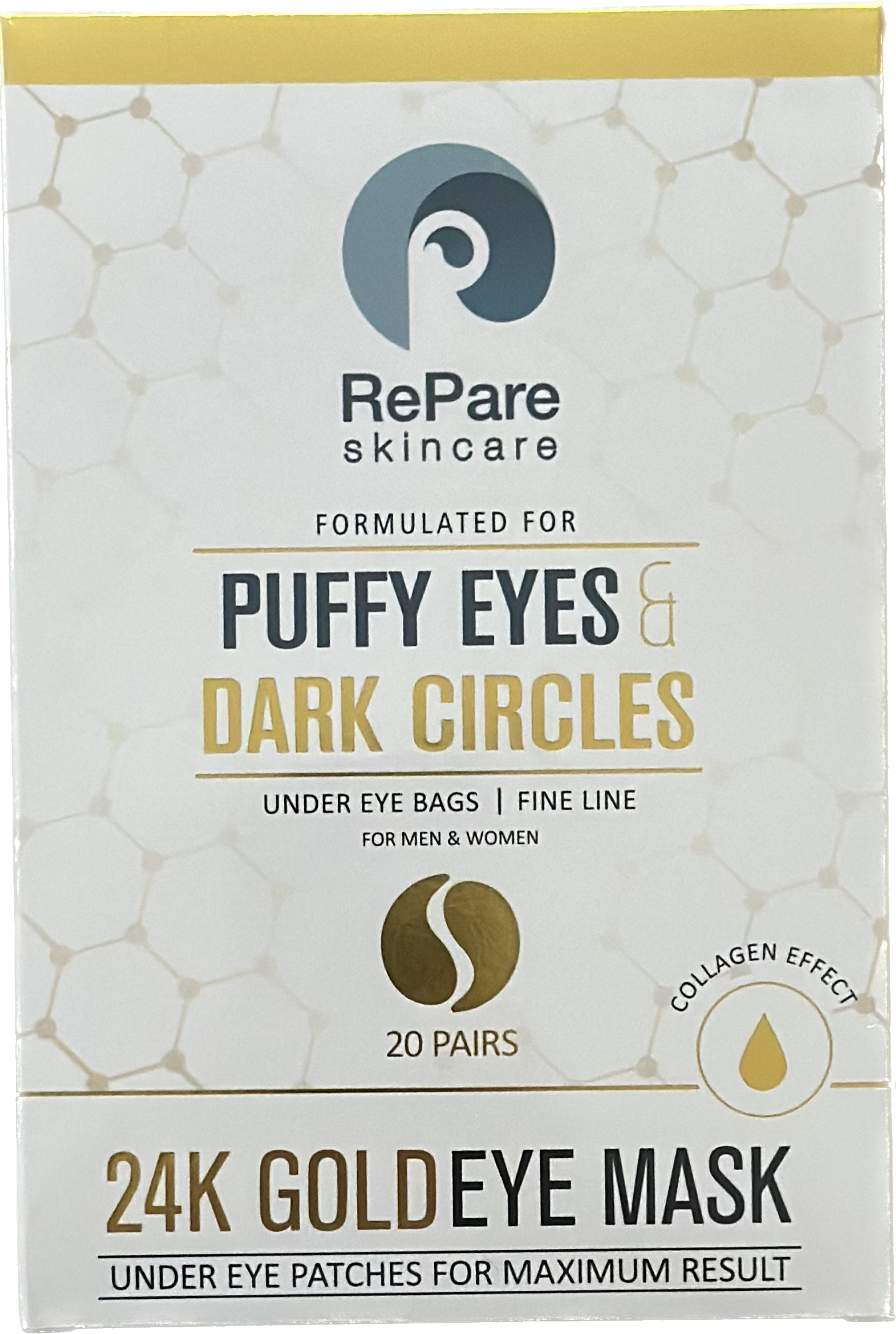 Eye Mask - hydrogel patch for puffy eyes & dark circles, under eye bags, fine lines & wrinkles, hydrating, improves elasticity, reduces pore size