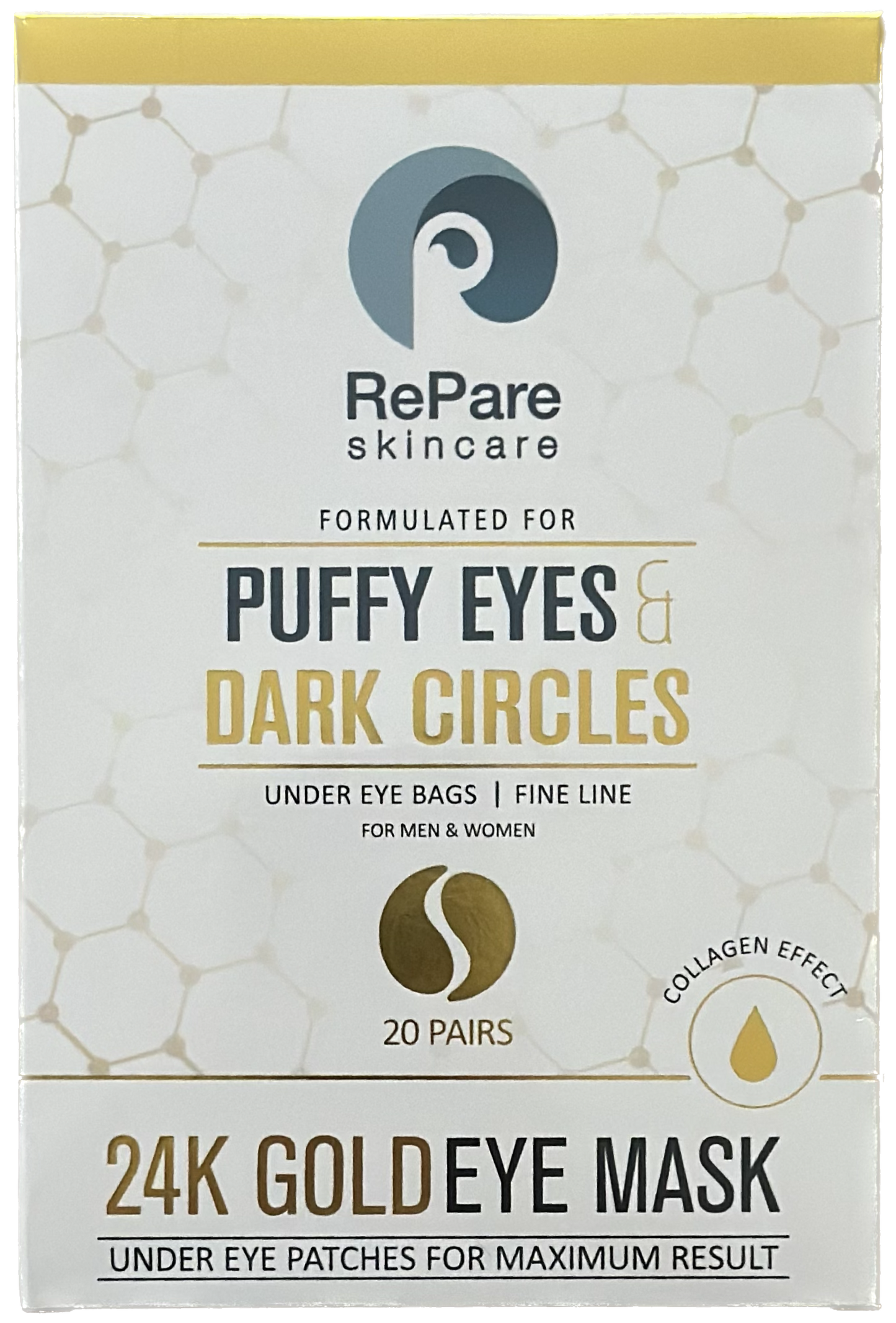 Eye Mask - hydrogel patch for puffy eyes & dark circles, under eye bags, fine lines & wrinkles, hydrating, improves elasticity, reduces pore size