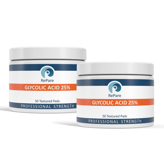 Glycolic Acid 25% Peel Pads - Exfoliating, Fine lines, Dark Spots, Pores - Resurfacing for Smoother Skin Tone & Texture, Chemical Peel - 50 textured pads