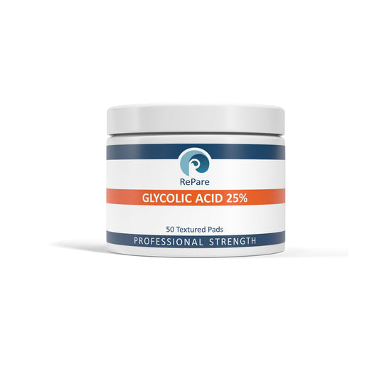 RePare -  25% Glycolic Acid Pads - Exfoliating, Resurfacing for Smoother Skin Tone & Texture, Chemical Peel - 50 pads