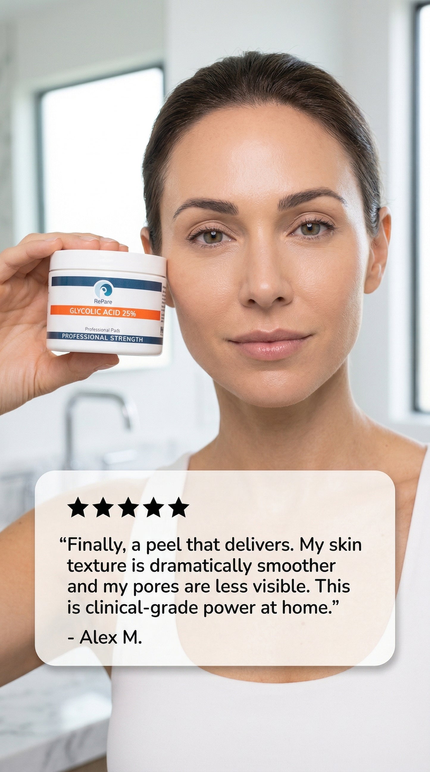 RePare -  25% Glycolic Acid Pads - Exfoliating, Resurfacing for Smoother Skin Tone & Texture, Chemical Peel - 50 pads