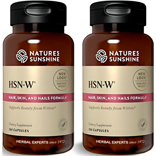 Natural Beauty: HSN-W Hair, Skin & Nails Herbal Supplement 2 Pack - With Wild-Crafted Botanicals