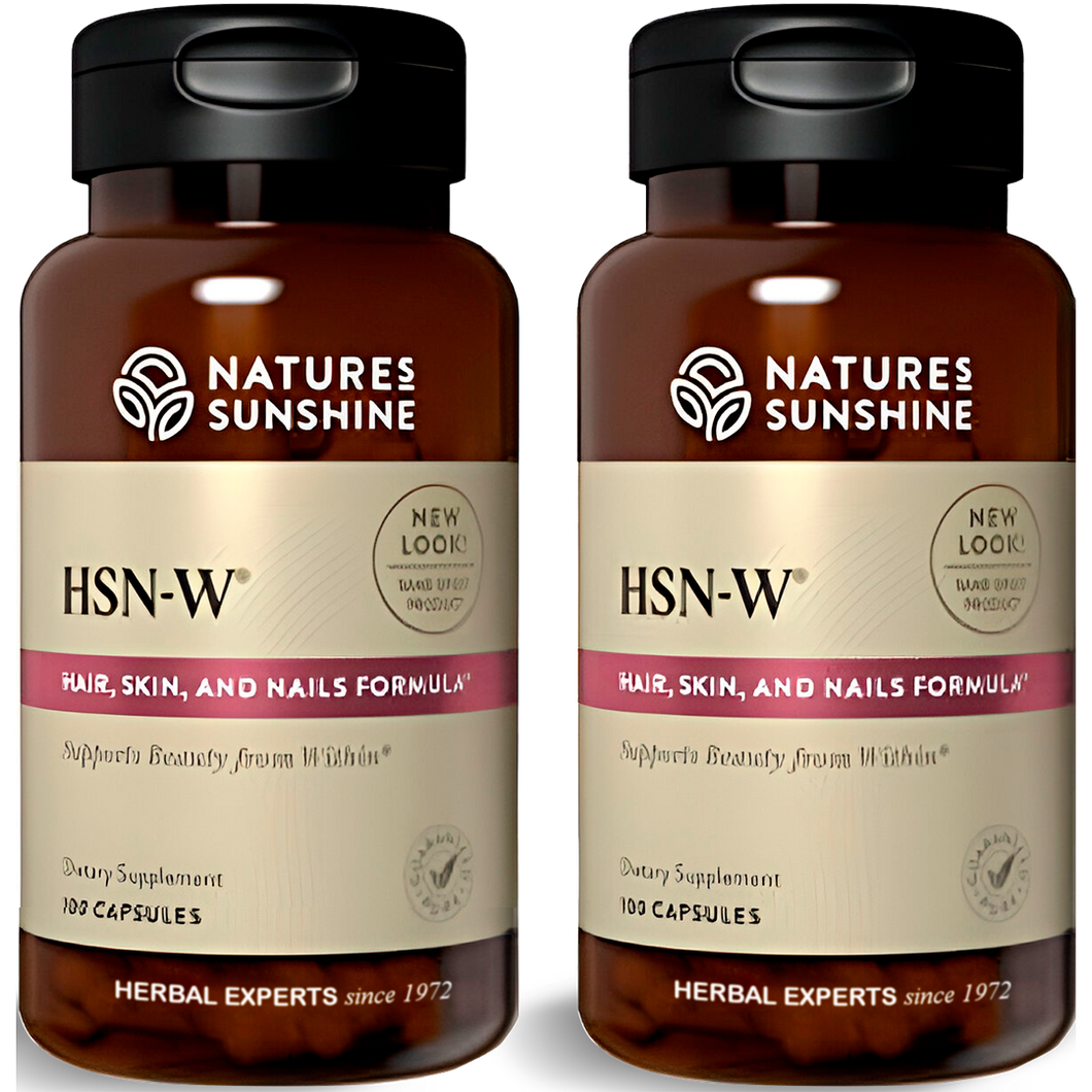 Natural Beauty: HSN-W Hair, Skin & Nails Herbal Supplement 2 Pack - With Wild-Crafted Botanicals