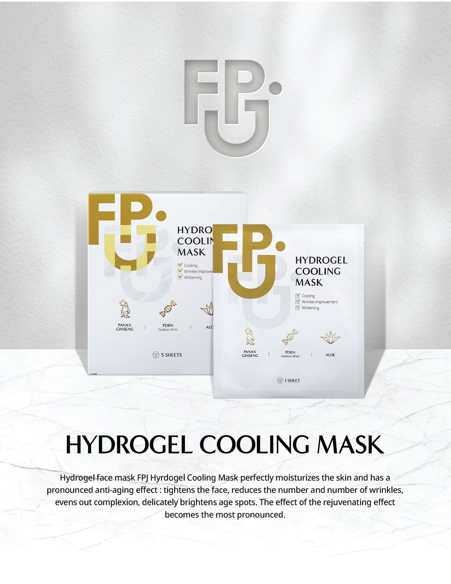 Hydrogel Cooling Face Mask - Hydrating, Collagen Stimulation, Brightening, Wrinkles