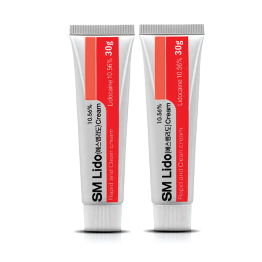 SM Lido Cream 2 PACK: 30g 10.56% Lidocaine Anesthetic -  Effective Skin Pain Relief